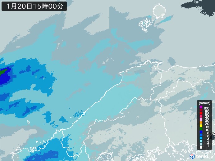 島根県の雨雲レーダー(2024年01月20日)