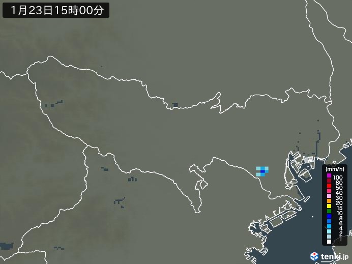 東京都の雨雲レーダー(2024年01月23日)