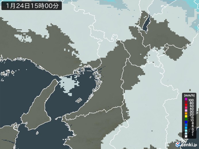大阪府の雨雲レーダー(2024年01月24日)