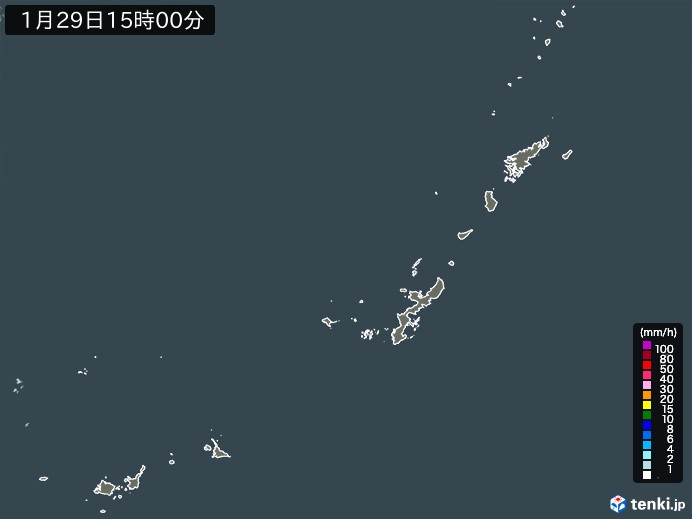 沖縄地方の雨雲レーダー(2024年01月29日)