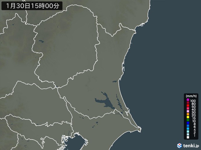 茨城県の雨雲レーダー(2024年01月30日)