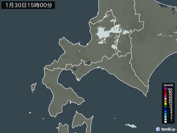 道南の雨雲レーダー(2024年01月30日)