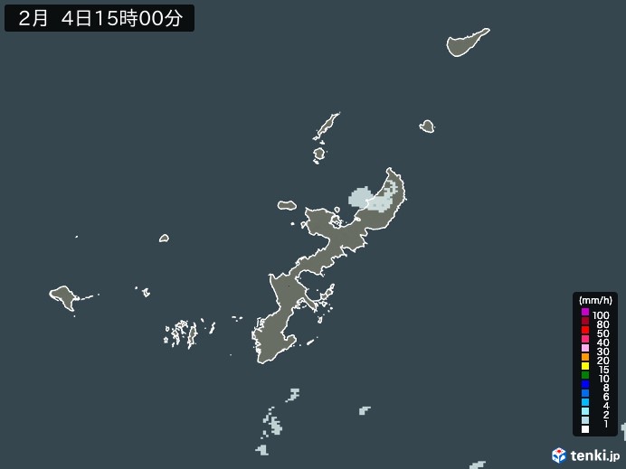 沖縄県の雨雲レーダー(2024年02月04日)