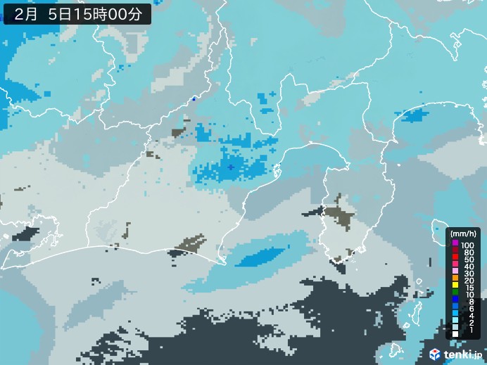 静岡県の雨雲レーダー(2024年02月05日)