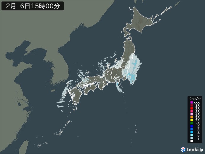 雨雲レーダー(2024年02月06日)