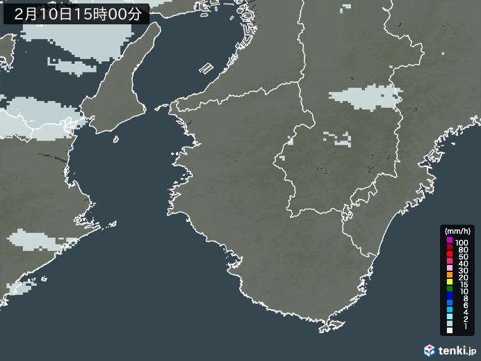 和歌山県の雨雲レーダー(2024年02月10日)