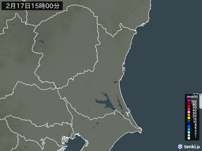 茨城県の雨雲レーダー(2024年02月17日)