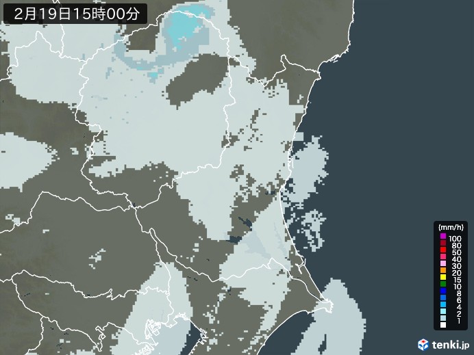 茨城県の雨雲レーダー(2024年02月19日)