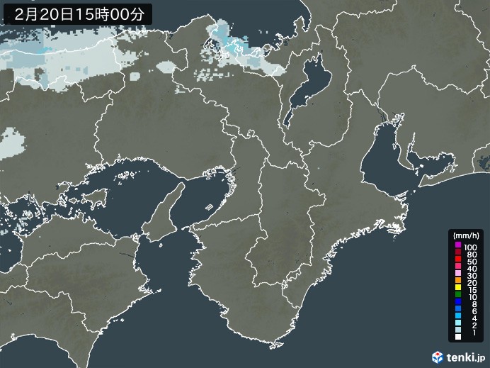 近畿地方の雨雲レーダー(2024年02月20日)