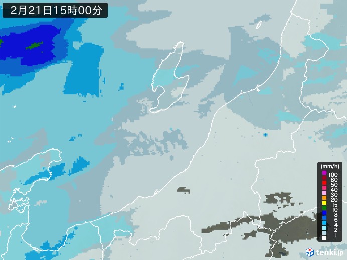 新潟県の雨雲レーダー(2024年02月21日)