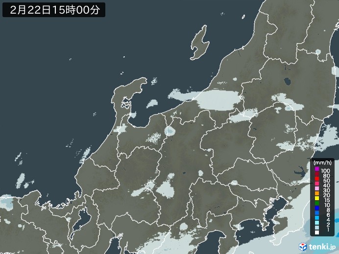 北陸地方の雨雲レーダー(2024年02月22日)