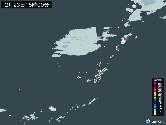沖縄地方の雨雲レーダー(2024年02月23日)