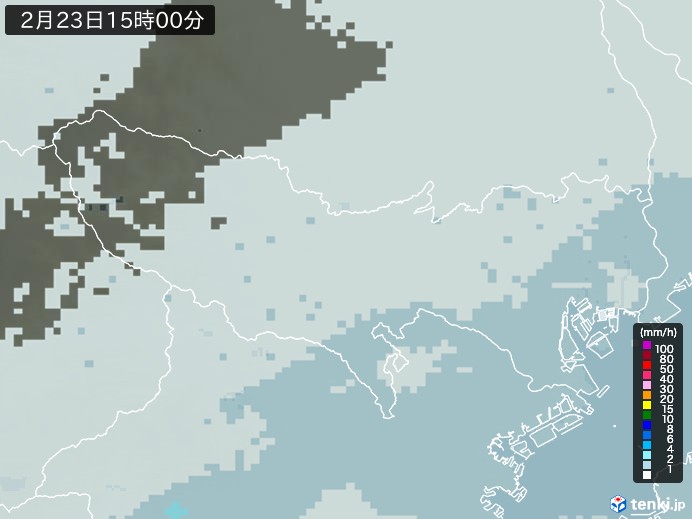 東京都の雨雲レーダー(2024年02月23日)