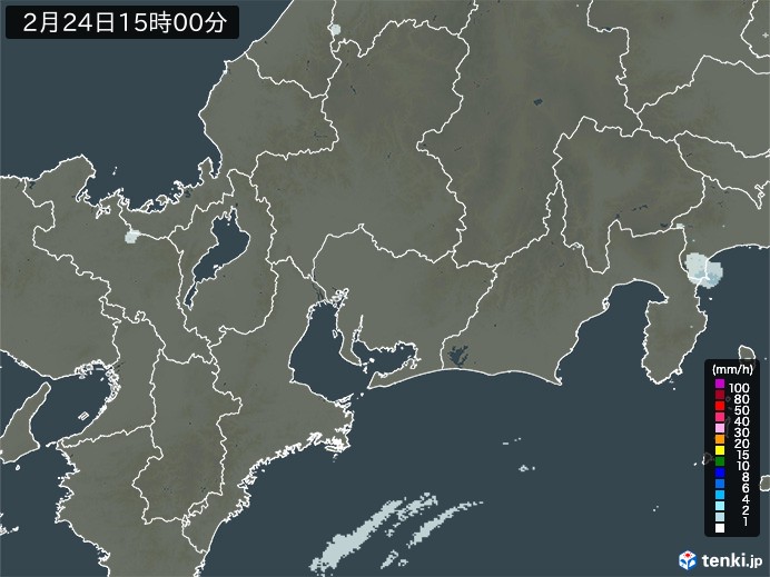 東海地方の雨雲レーダー(2024年02月24日)