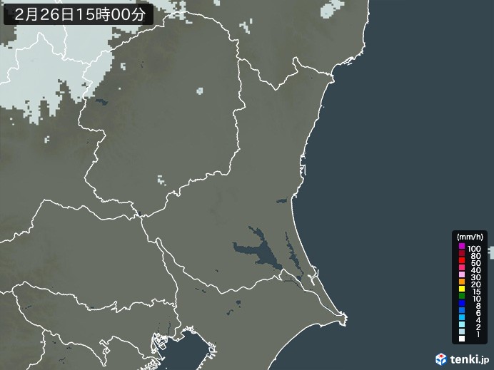 茨城県の雨雲レーダー(2024年02月26日)
