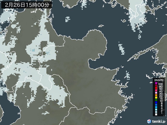 大分県の雨雲レーダー(2024年02月26日)
