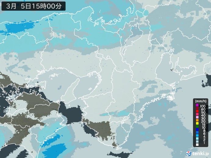 近畿地方の雨雲レーダー(2024年03月05日)