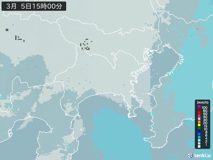 神奈川県の雨雲レーダー(2024年03月05日)