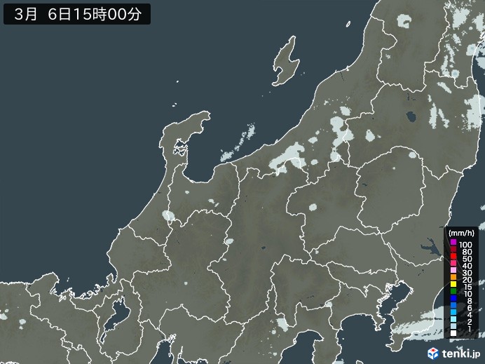 北陸地方の雨雲レーダー(2024年03月06日)