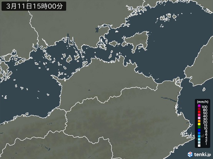 香川県の雨雲レーダー(2024年03月11日)