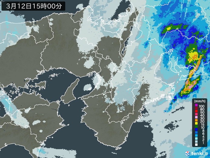 近畿地方の雨雲レーダー(2024年03月12日)