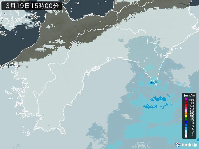 高知県の雨雲レーダー(2024年03月19日)