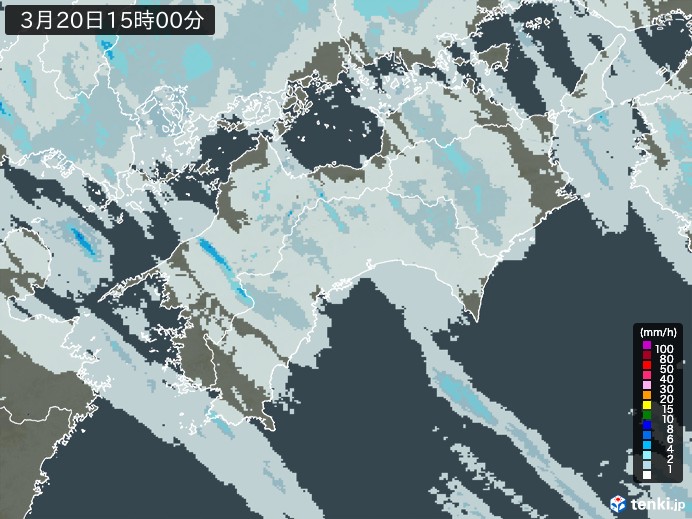 四国地方の雨雲レーダー(2024年03月20日)