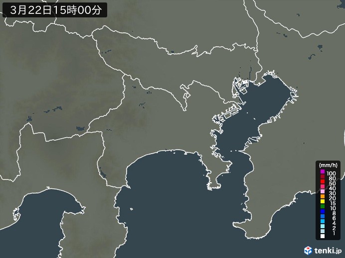 神奈川県の雨雲レーダー(2024年03月22日)