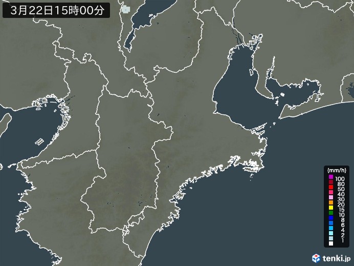 三重県の雨雲レーダー(2024年03月22日)
