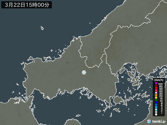 山口県の雨雲レーダー(2024年03月22日)