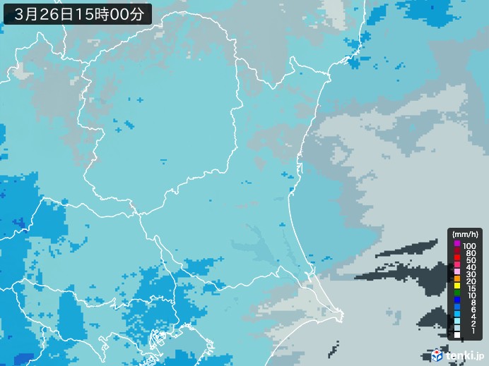 茨城県の雨雲レーダー(2024年03月26日)