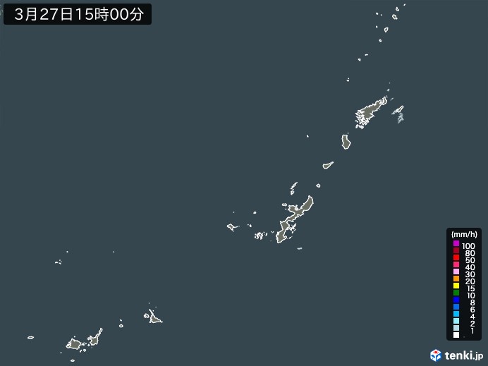 沖縄地方の雨雲レーダー(2024年03月27日)