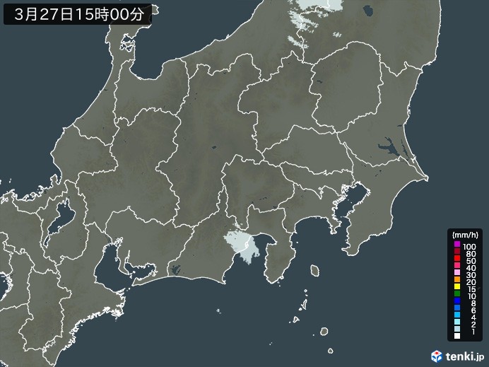 関東・甲信地方の雨雲レーダー(2024年03月27日)