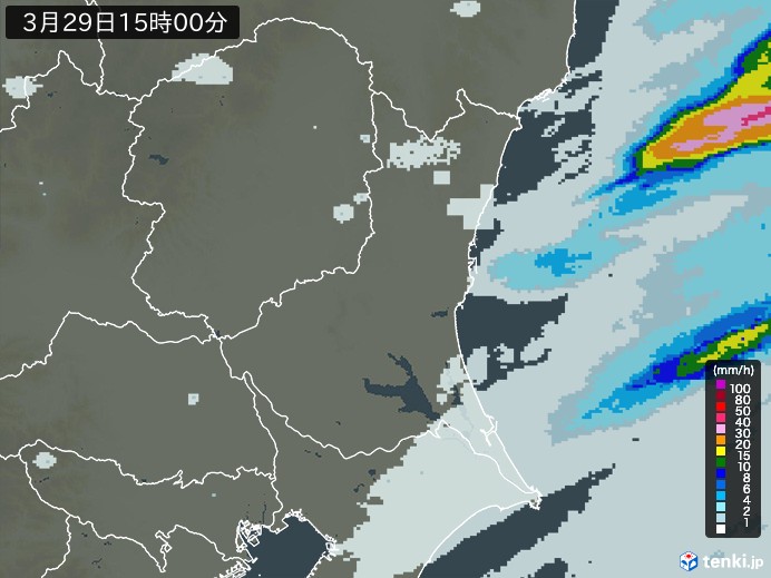 茨城県の雨雲レーダー(2024年03月29日)
