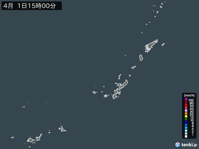 沖縄地方の雨雲レーダー(2024年04月01日)