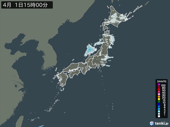 雨雲レーダー(2024年04月01日)