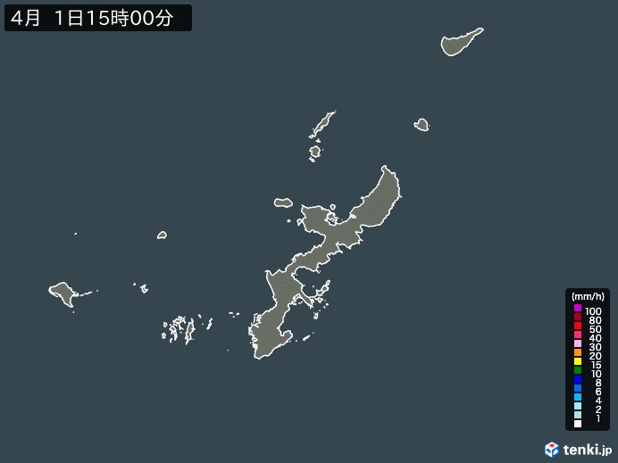 沖縄県の雨雲レーダー(2024年04月01日)