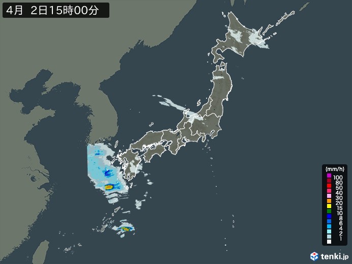 雨雲レーダー(2024年04月02日)