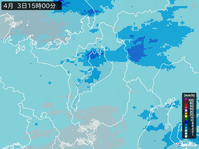 滋賀県の雨雲レーダー(2024年04月03日)