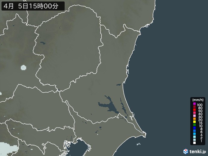 茨城県の雨雲レーダー(2024年04月05日)