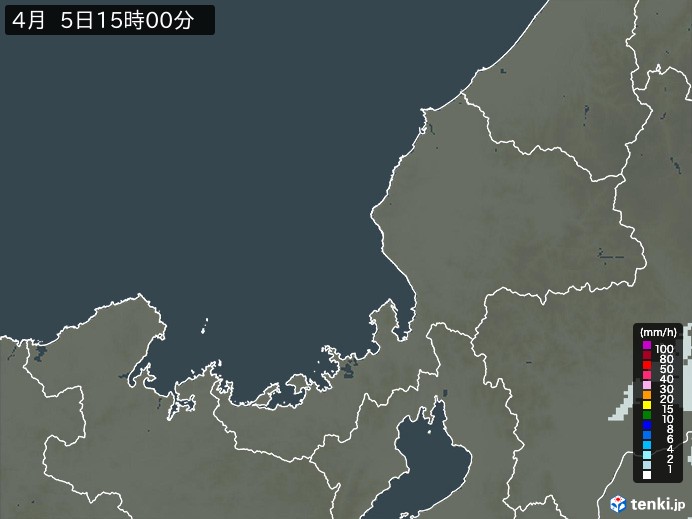 福井県の雨雲レーダー(2024年04月05日)