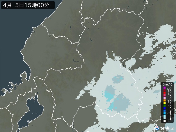 岐阜県の雨雲レーダー(2024年04月05日)