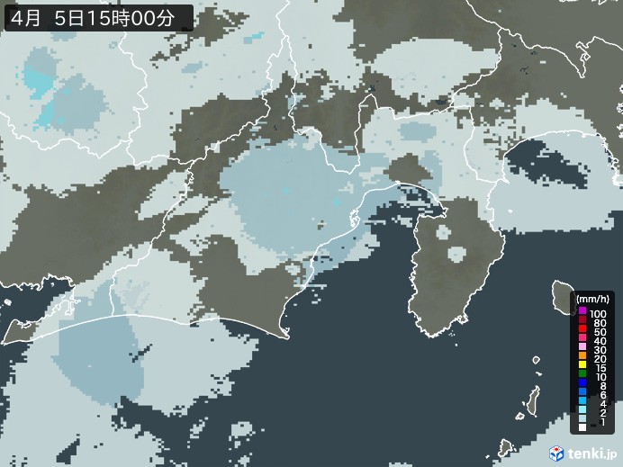 静岡県の雨雲レーダー(2024年04月05日)