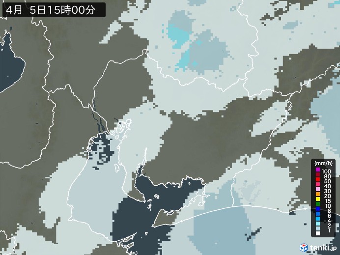 愛知県の雨雲レーダー(2024年04月05日)