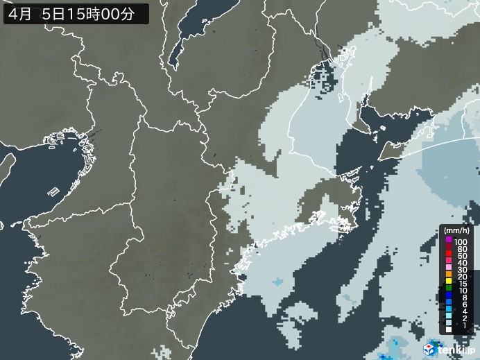 三重県の雨雲レーダー(2024年04月05日)