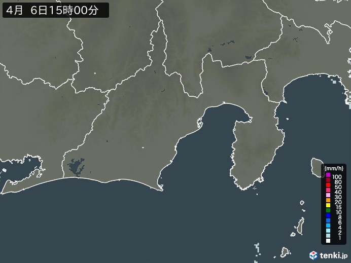 静岡県の雨雲レーダー(2024年04月06日)