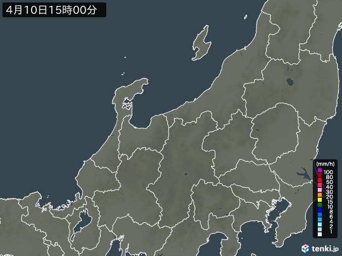 北陸地方の雨雲レーダー(2024年04月10日)