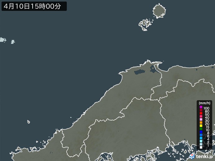島根県の雨雲レーダー(2024年04月10日)