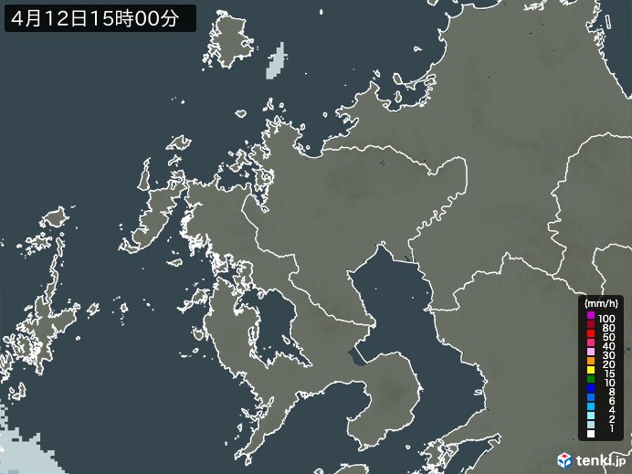 佐賀県の雨雲レーダー(2024年04月12日)