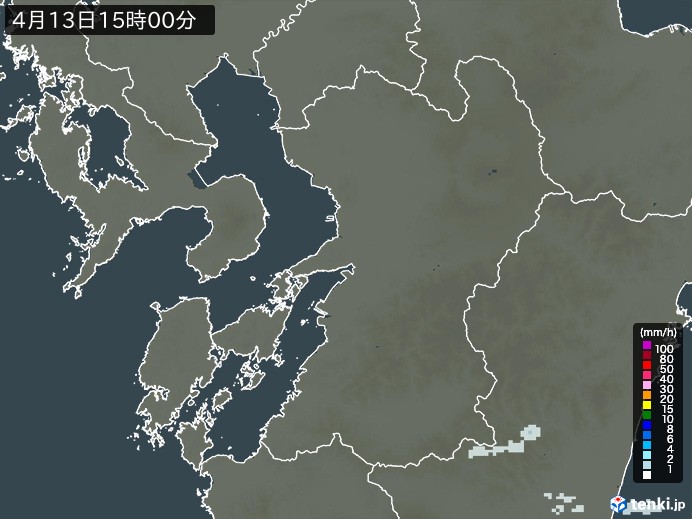 熊本県の雨雲レーダー(2024年04月13日)